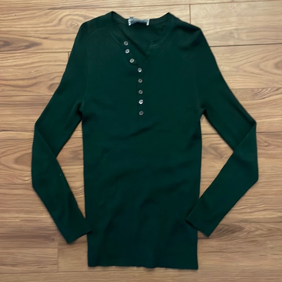 Fall 2011 runway Salvatore Ferragamo forest green henley sweater, size medium - Picture 3 of 8